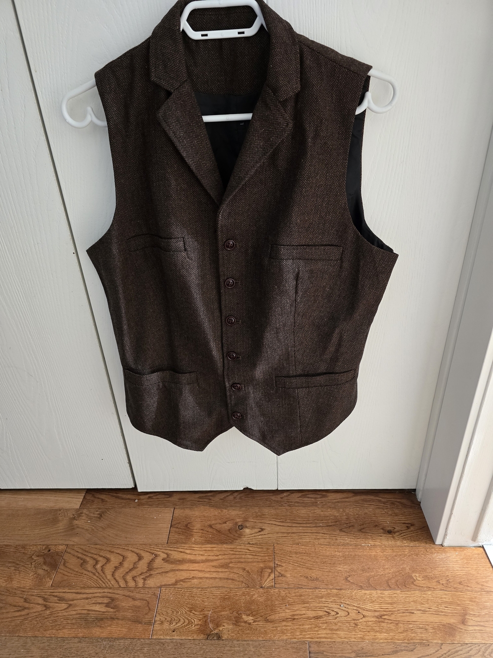 NWOT Womens Brown Herringbone Wool Vest